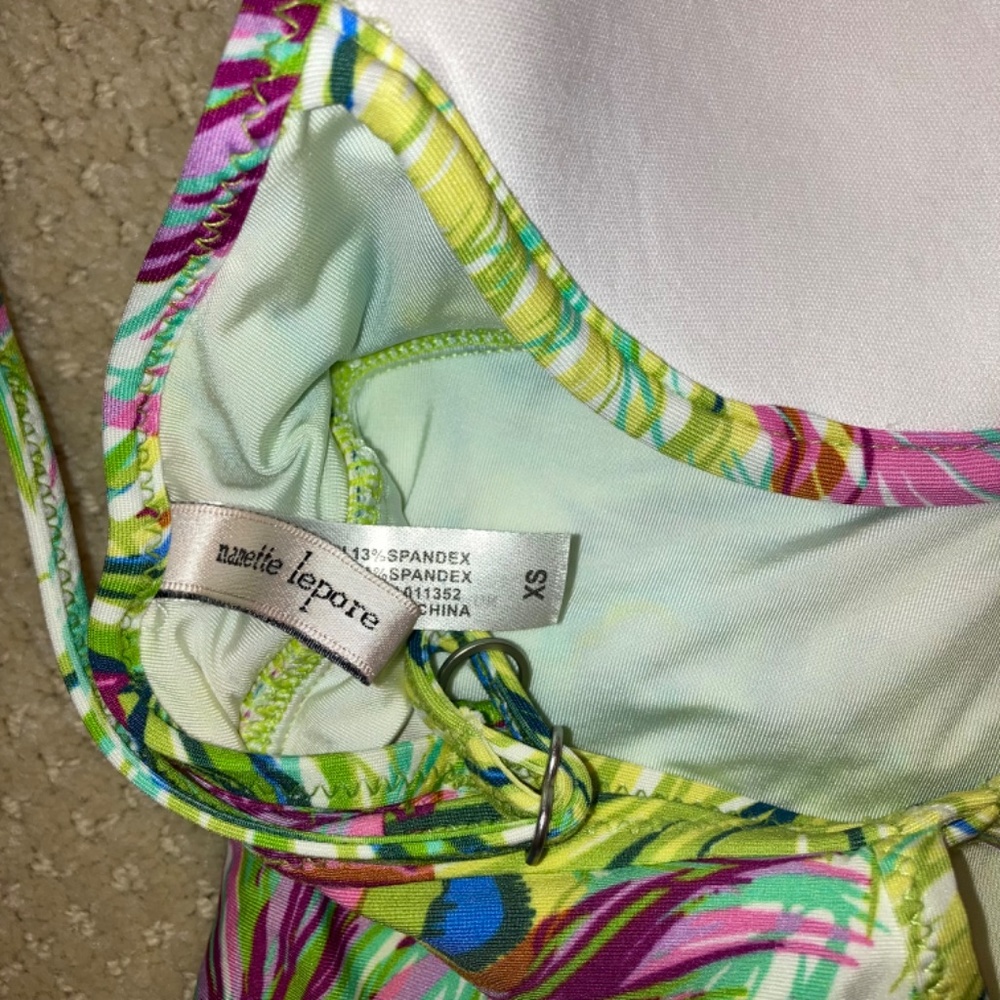 Nanette Lepore Tankini XS Central Park Honey Peacock Feathers - Picture 3 of 4